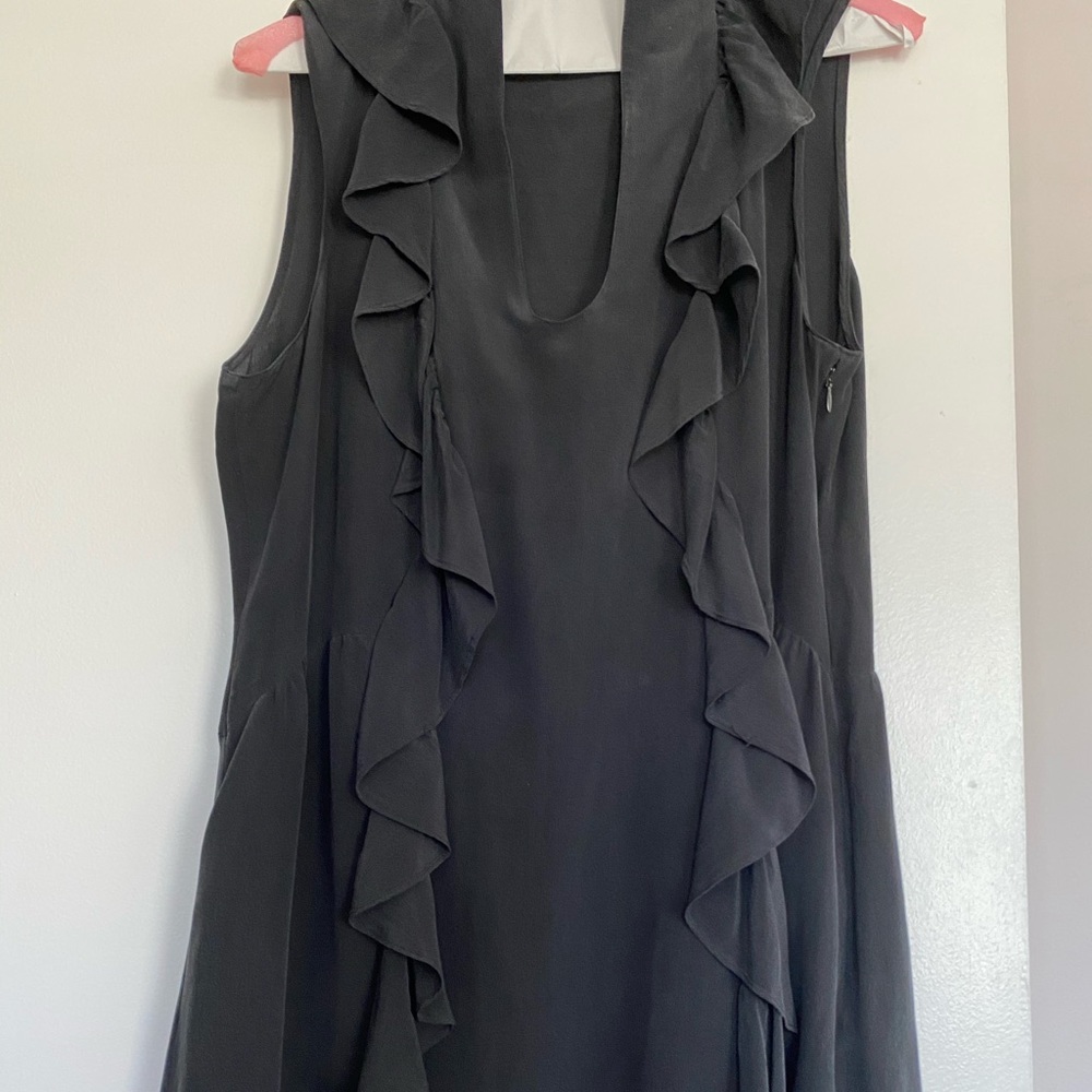 Sheer Black Ruffle High Low Dress Size Large